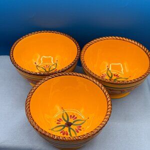 Home and Garden Party Hand-Painted, Stoneware Collection Soup Cereal Bowls Set o